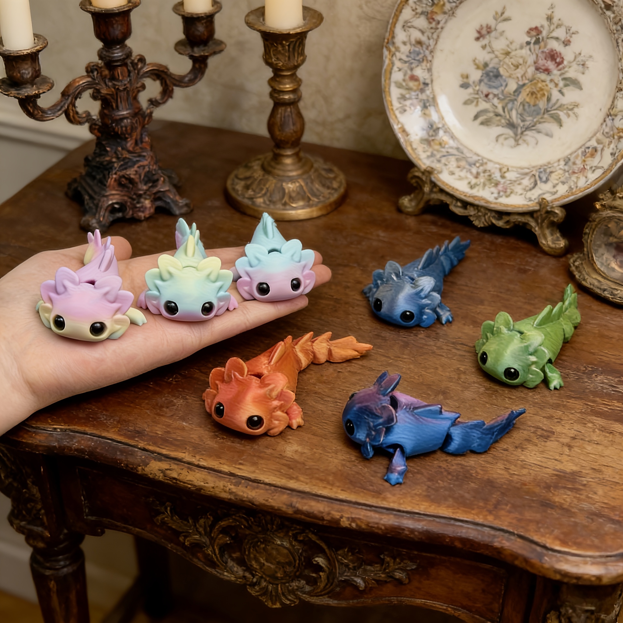 TEMU 15pcs 3d Printed Axolotl Set - Humorous Desktop Home Decoration, , Holiday Gift , Desktop Ornament, Holiday Party Favor, Miniature Landscape