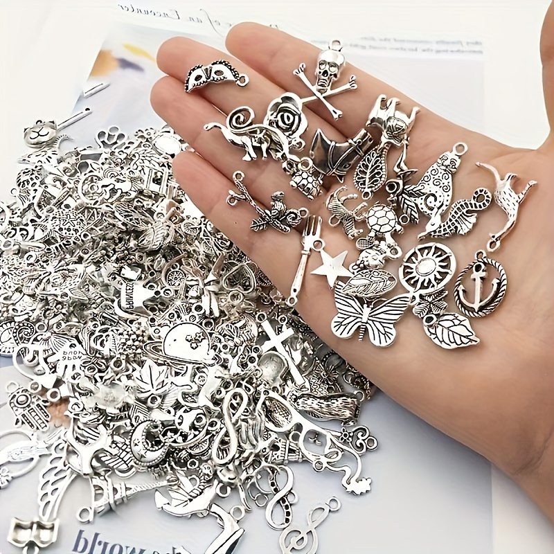 

50pcs Assorted Zinc Alloy Charms For Jewelry Making, Diy Craft Mixed Metal Pendant Set For Bracelets & Necklaces