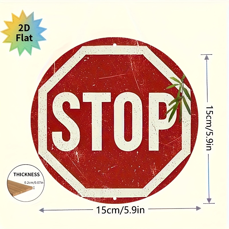 TEMU 2d Flat, 2d Flat Vintage Parking Sign Wall Decor - Round Wooden Traffic Sign, Red Background With White Lettering, Easy To Hang, Suitable For