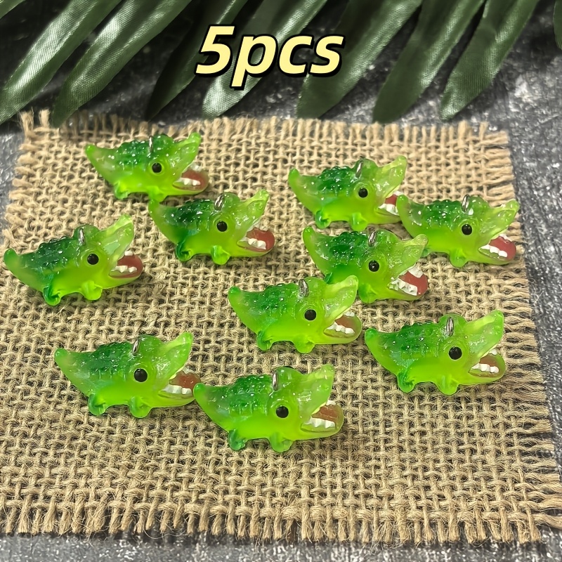 TEMU 5 piezas de dijes luminosos de resina de para hacer joyas, diseño único y de pendientes y colgantes de collar de animales de