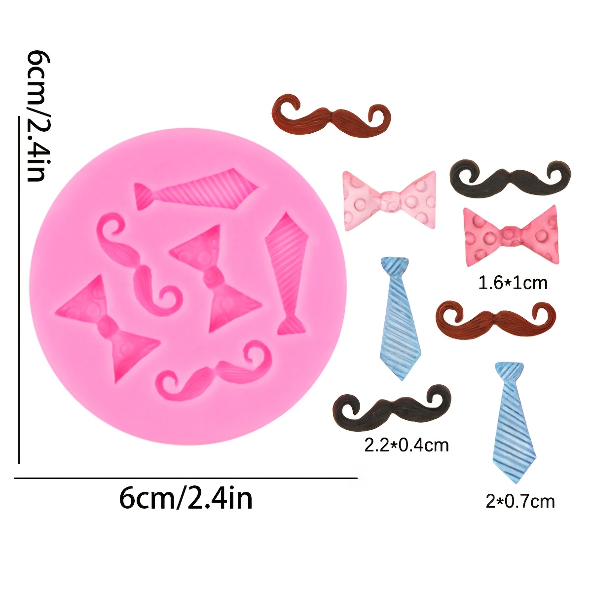 TEMU 1pc Pink Men's Tie, Beard, Bow Shaped Silicone Mold Handmade Father's Decoration, Made Of Clay, Drip Glue, Or Resin, With Easy Demolding And