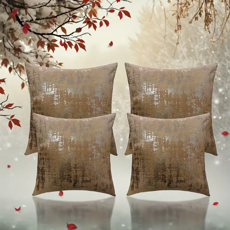 4pcs elegant print pillow covers 18x18 inch double sided shiny zipper closure machine washable polyester for living room bedroom sofa car decor covers only decorative pillows Product details 0