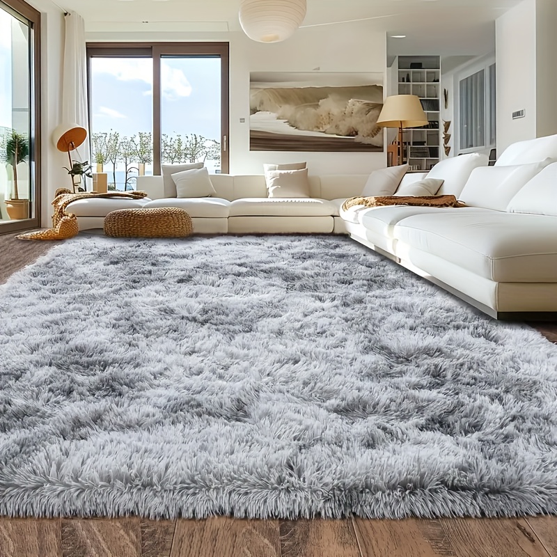 TEMU 1pc Tie-dye Light Gray Plush Rug, Modern Tie-dye Room, Bedroom, Or Office, Ideal For Indoor Spaces, Living Room Carpet