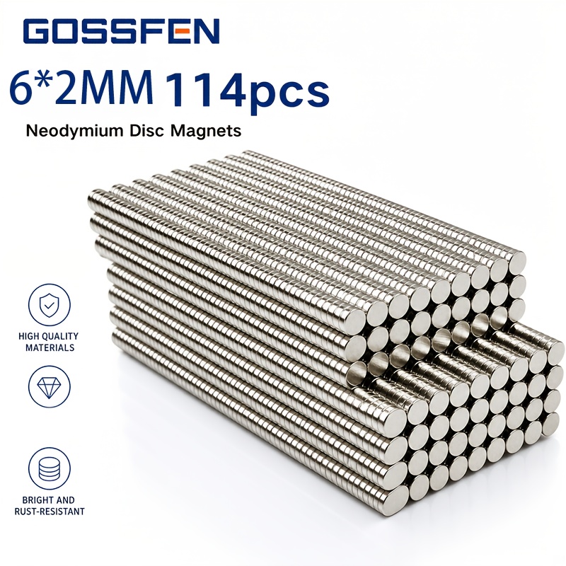 TEMU Gossfen 6 X 2Mm Magneti da Frigorifero, 114/60/20 pezzi Magneti Circolari, Adatti per Rafforzamento di Domestica, Creazione di Gioielli, Foto e