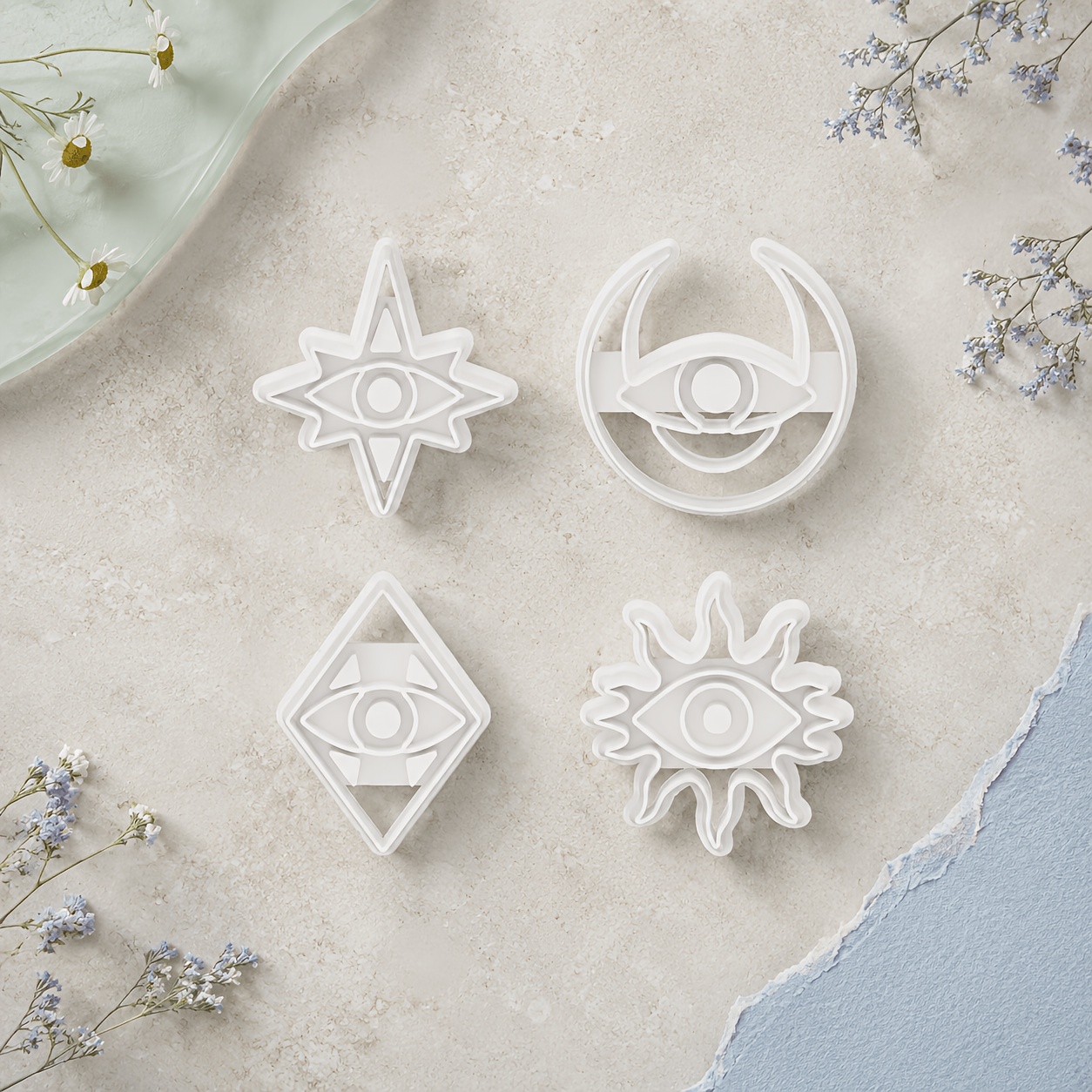 TEMU 4pcs Of Eye Of Knowledge Polymer Clay Cutters, Eye Of Knowledge Clay Molds, Eye Of Knowledge Shaped Clay Molds, Suitable For Christmas,