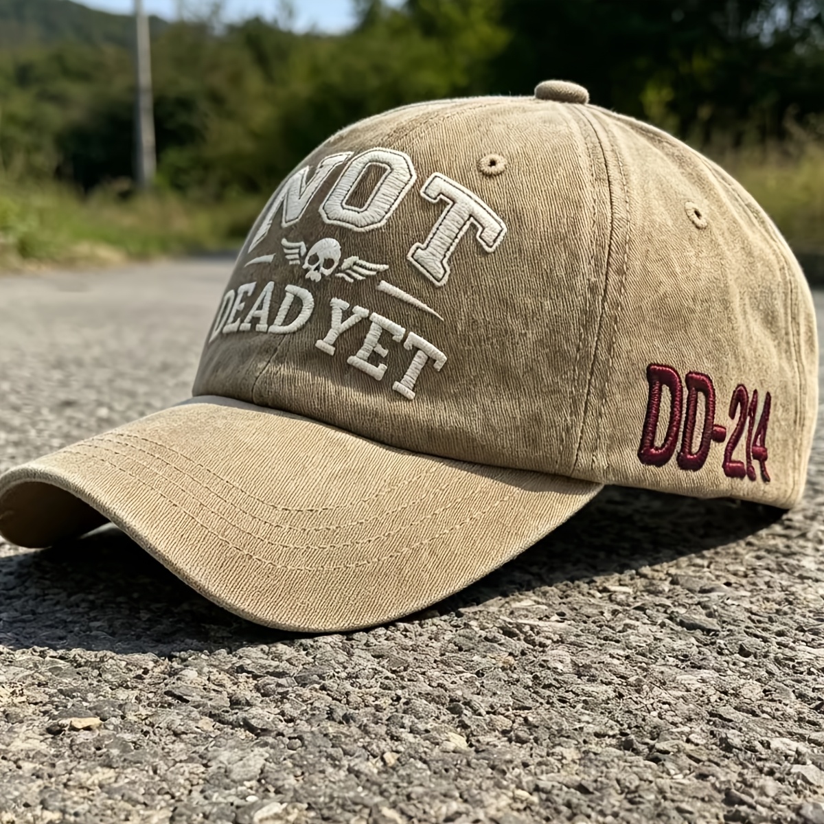 TEMU Vintage Distressed Embroidery Print Baseball , Streetwear Trendy Soft Washed Unisex Snapback Hat, Casual