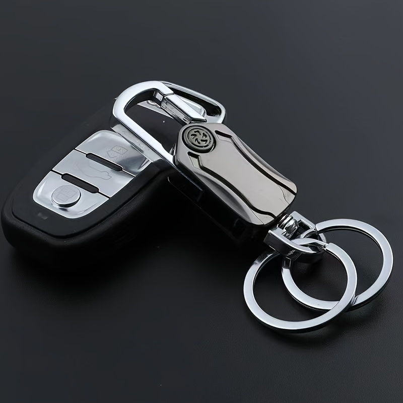 

- - Keychain 360° Rotating , Waist Hanging Car Key & Phone Stand - Silvery Zinc Alloy