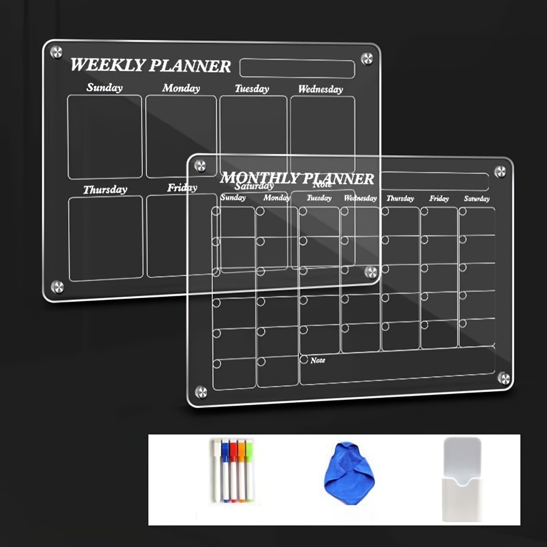 2 Calendarios Magnéticos Acrílicos Borrado En Seco Nevera - Temu