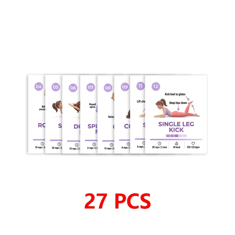 TEMU Cartes complètes d'entraînement Pilates - Mouvements doux sur tapis pour des muscles tonifiés et une meilleure posture, aucun équipement , pour