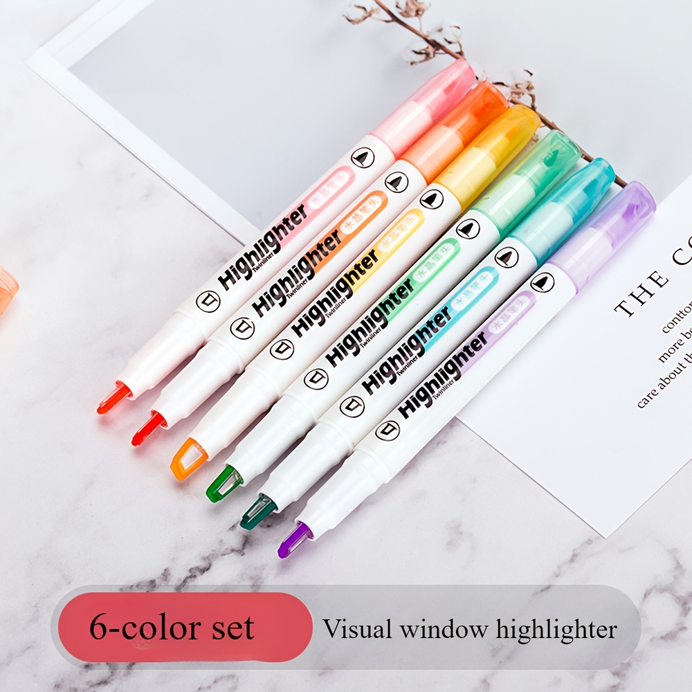 TEMU Double Tip Pens Midliner Highlighters Set Of 6 -ended Highlighters- Markering