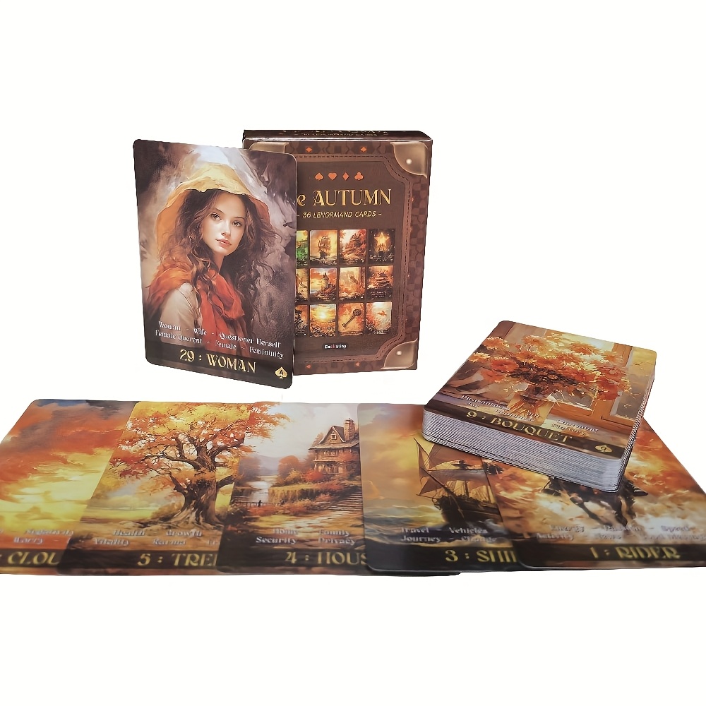 Image of 1pc Autumn Lenormand Cards Casual Entertainment Family Gathering Holiday Cards Party Game Activities