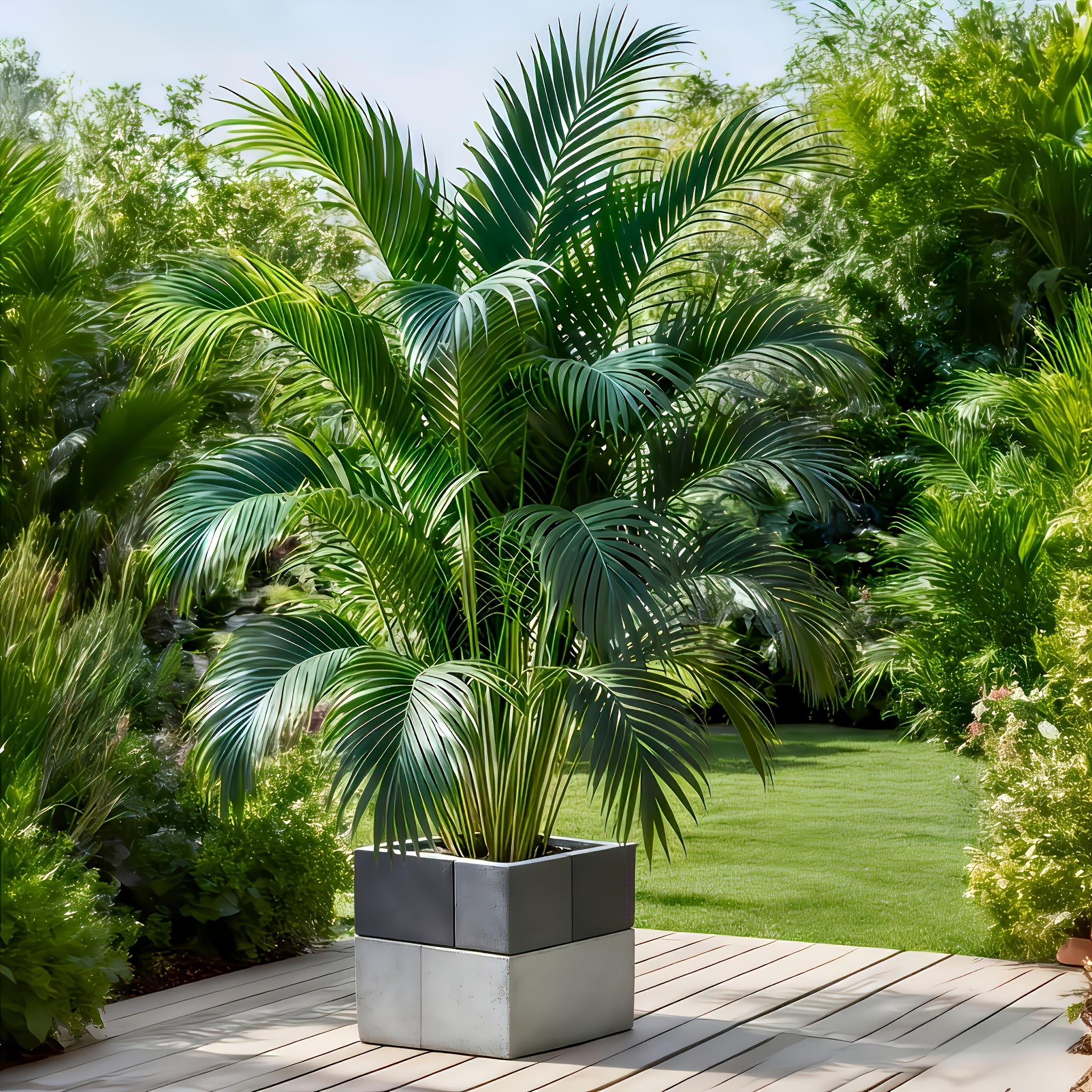 1 Palmier Artificiel 128 cm/50,3 pouces X 1 - Verdure Artificielle d'Extérieur, avec Feuillage Large et Dense, sans Entretien, Arbre Décoratif Esthétique, Convient pour la Décoration Intérieure/Arrangements Extérieurs, pour les Cours, Jardins, Mariages, Hôtels et Décorations de Magasins, ainsi que