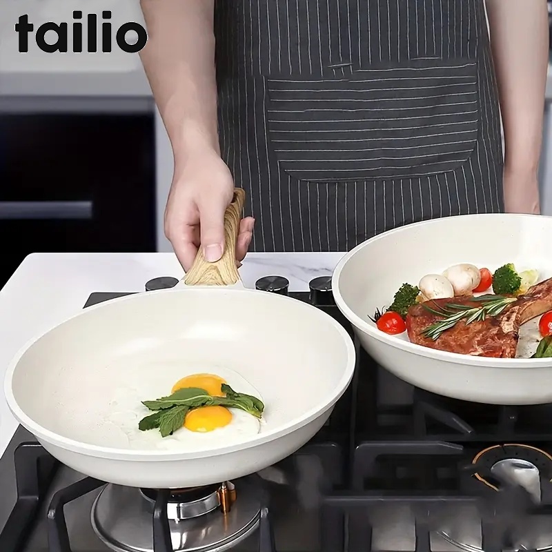 White Minimalist Non-Stick Frying Pan for Modern Kitchens