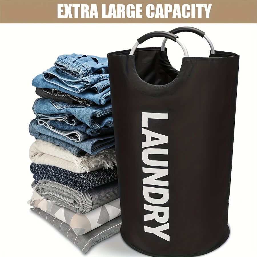 

Extra-large 90l Collapsible Laundry Hamper - Waterproof, Nylon With Foam- Aluminum Handles For Easy Carrying - Dorms & Families (black)