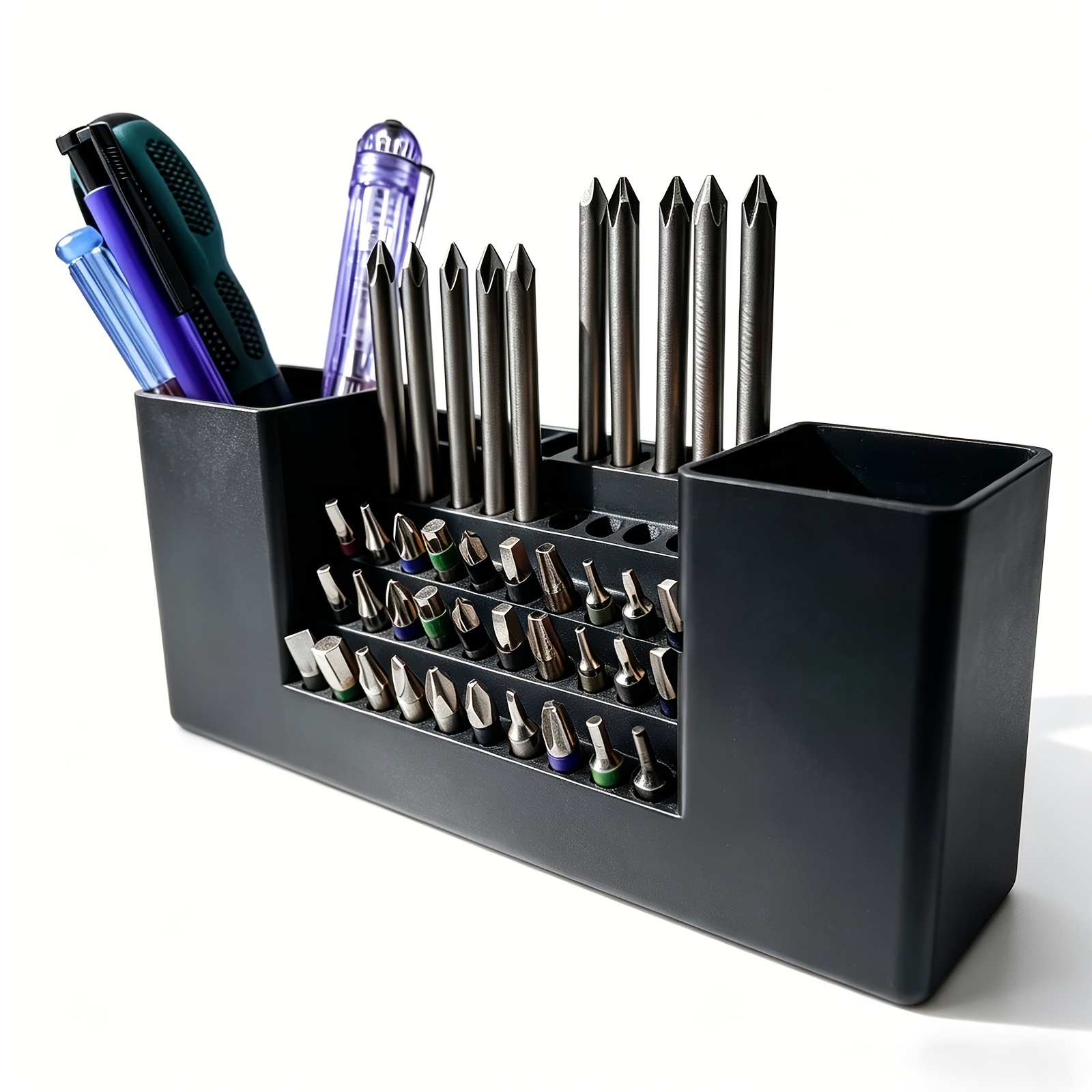 TEMU Organisateur de forets à 50 trous, porte-embouts de tournevis, boîte de rangement, sac à outils robuste avec support d'alimentation cadeau