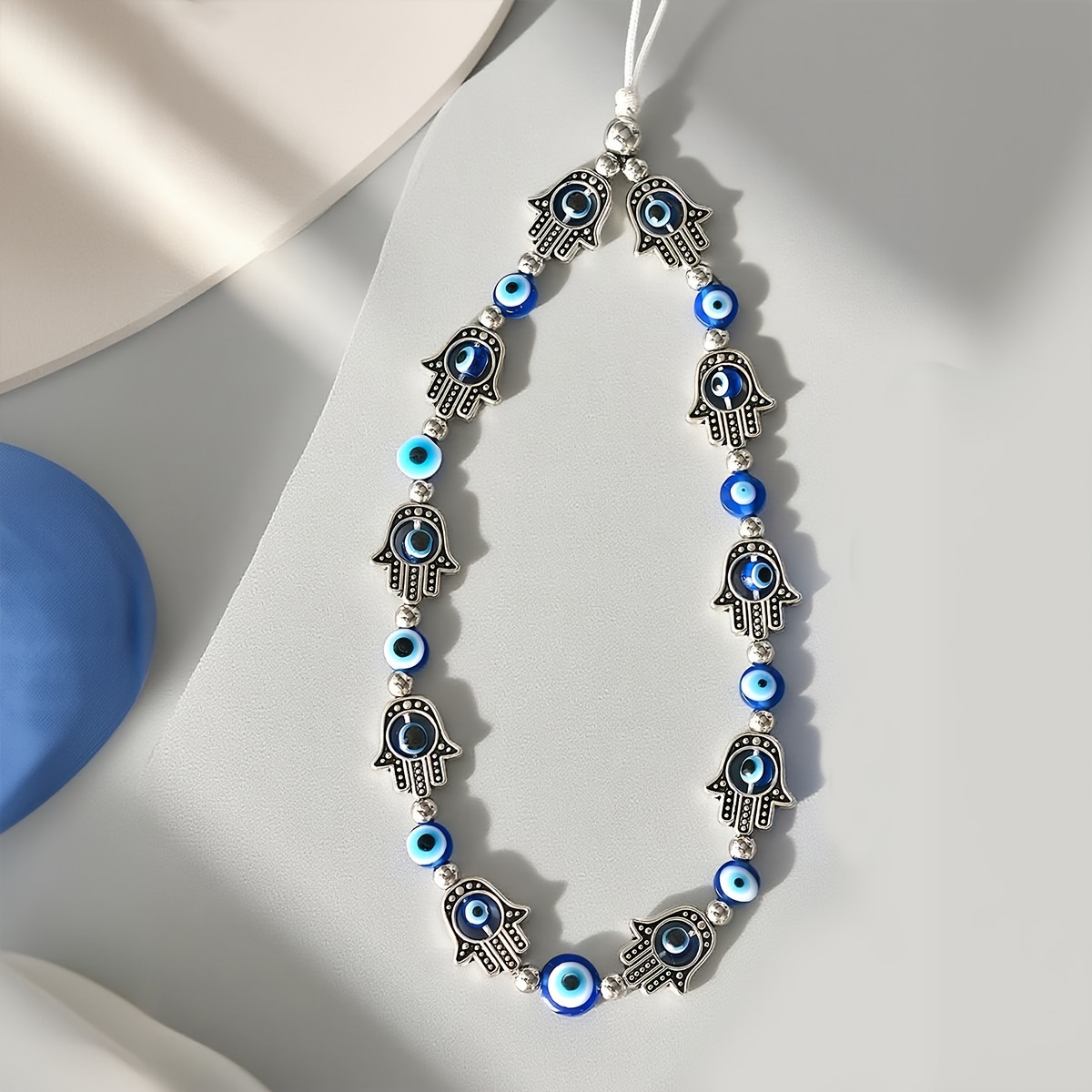 Image of Fashion Fatima Palm Eye Eye Beaded Phone Chain Is Suitable As A Gift For Women To Give To Mother, Family, , As Well As Mobile Phone Accessories For Birthdays, Festive Occasions, Mobile Phone Chains.