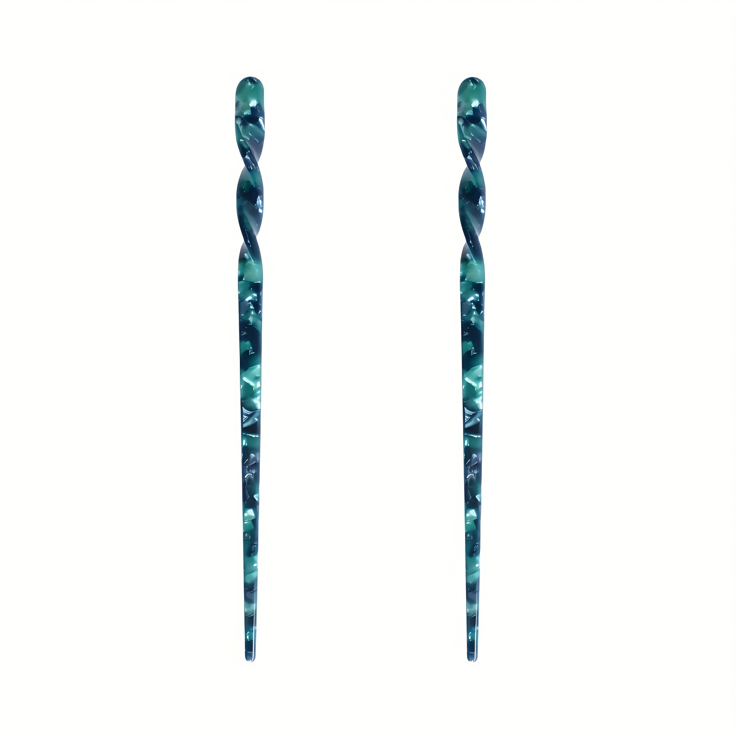 Image of 2pcs Set Simple Marble Acetate Hairpin, New Chinese Style High-end Vintage Back-of-head Updo Straight Hairpin