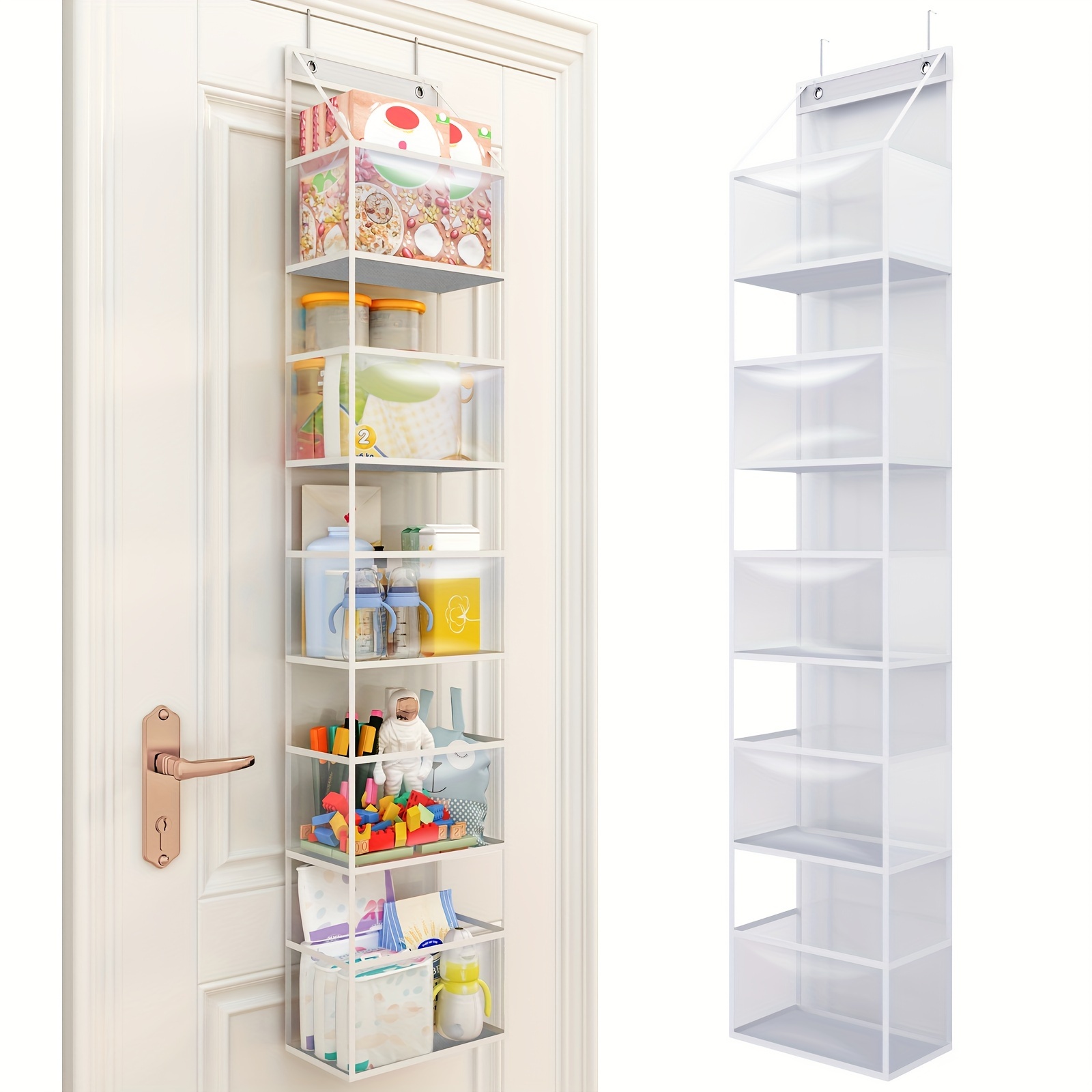

1pcs 5-shelf Over The Door Hanging Pantry Organizer, Hanging Storage With Clear Plastic Pockets, Large Capacity Door Organizer For Closet, Bedroom, Living Room, Bathroom And Sundries