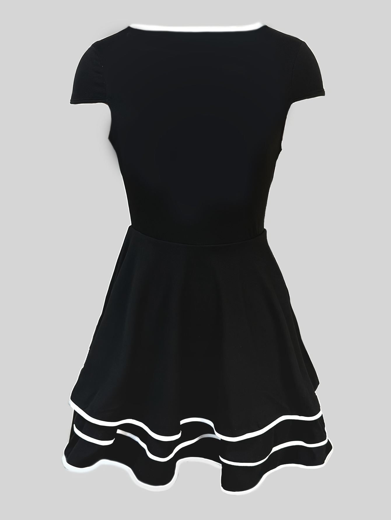 mini black dress with white trim Black Polka Dot Lace Trim Sasha Mini Shift Dress main image 0