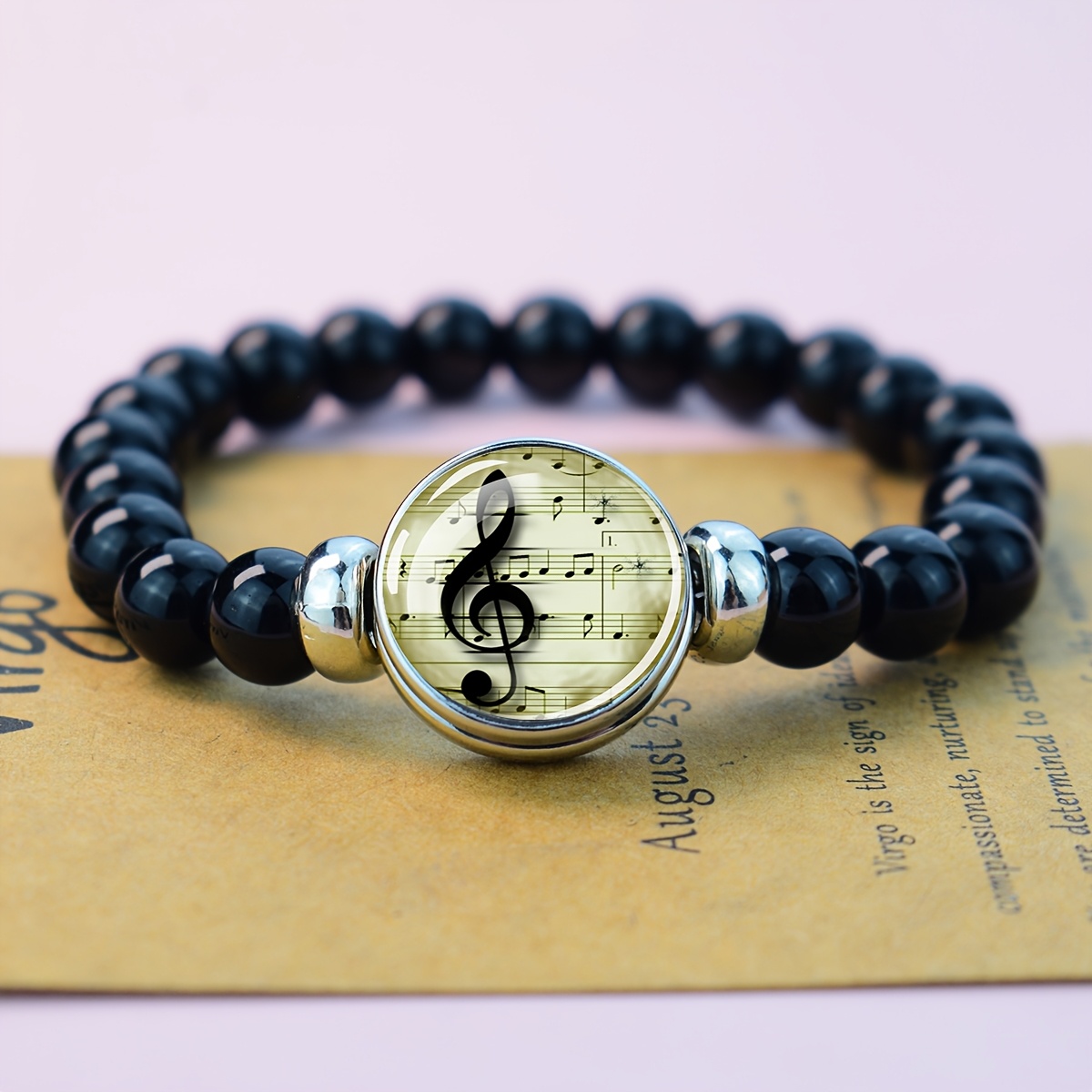 TEMU Bracciale di perline con motivo a nota , 1 pz, con elegante motivo di , per gli e come idea regalo per aggiungere un tocco di moda
