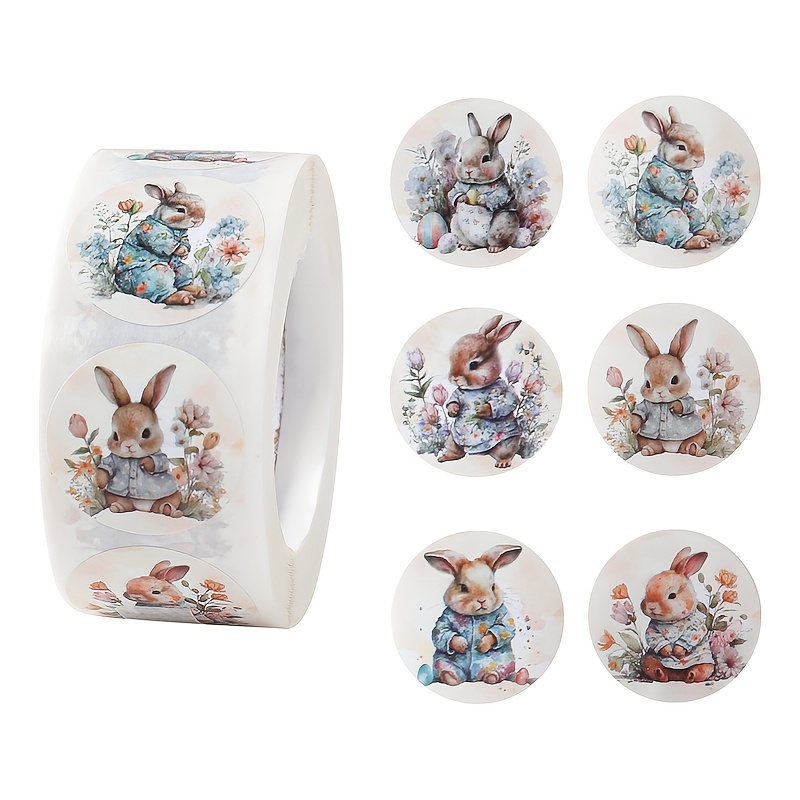 

500pcs Of Easter Stickers On A Roll, Featuring Vibrant Bunny And Floral Designs, Gift Decoration, Diy Crafts, And Wrapping. Stickers Make Great Party Favors And Add A Festive Touch To Easter Gifts.