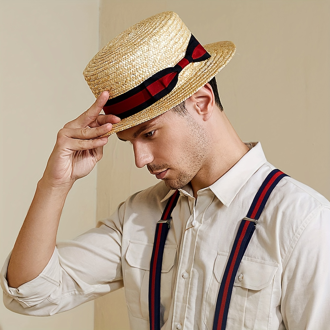 Lot 6 Chapeaux Fedora ASMIZ - Panama Bord Court Taille 58cm Kaki