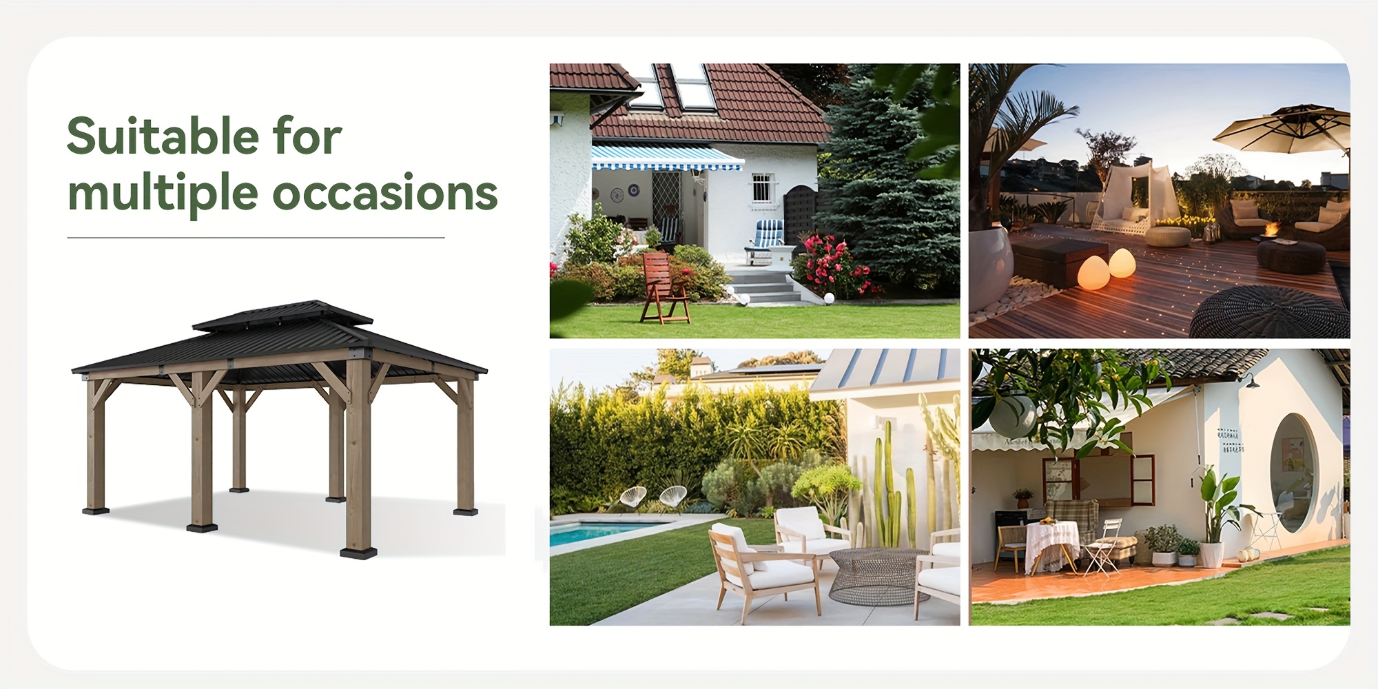10 x 10 12 x 10 outdoor wooden gazebo with steel double roof cedar   for patio garden and backyard use Product details 7