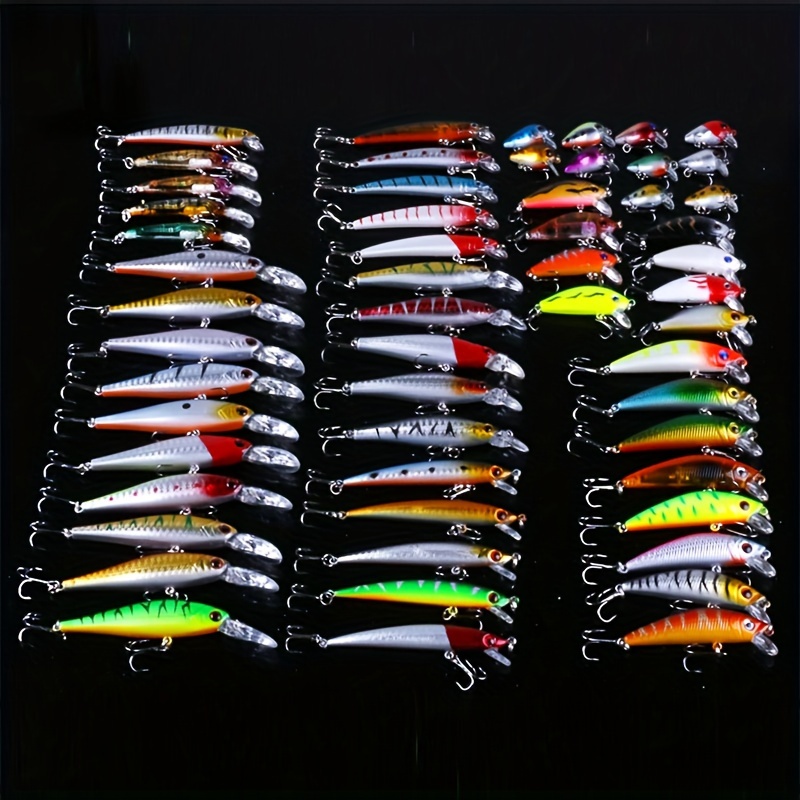 

56pcs Top Water Baits For Bass Fishing Lures Kit Tackle Crankbait Swimbaits Jerkbaits Minnow Hard Baits Trout Pike Musky Perch Treble Hook Freshwater Saltwater