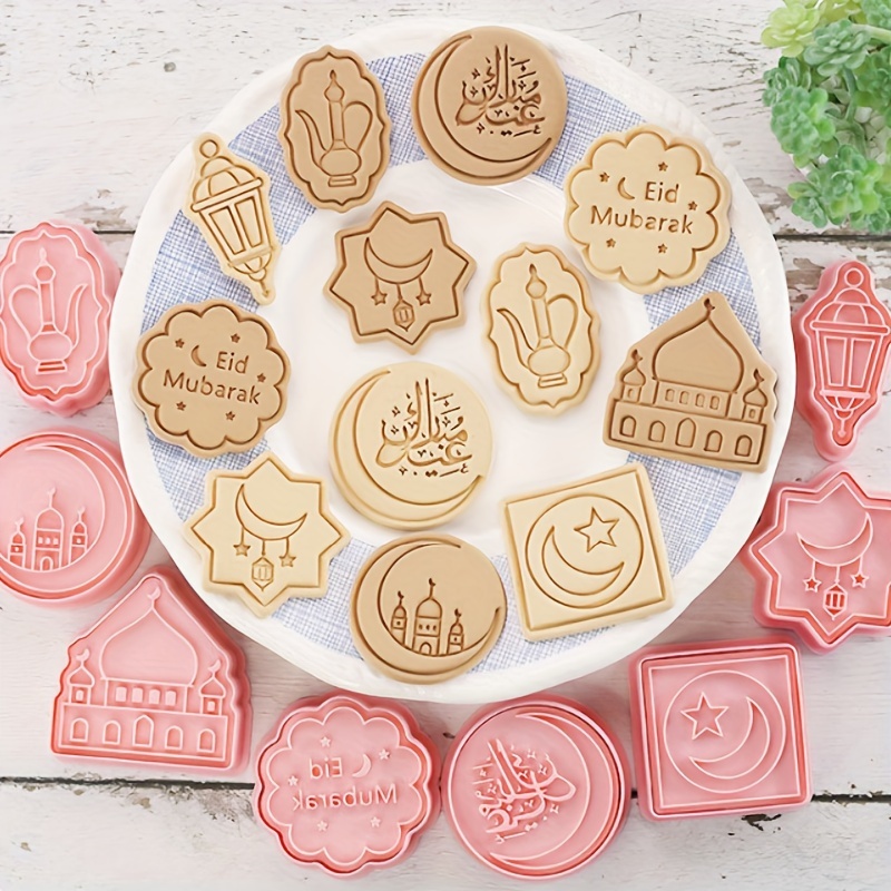 

Eid 8pcs Cookie Cutter Set - Ramadan Moon, Star & Mosque Designs - Plastic Baking Tools For Celebrations