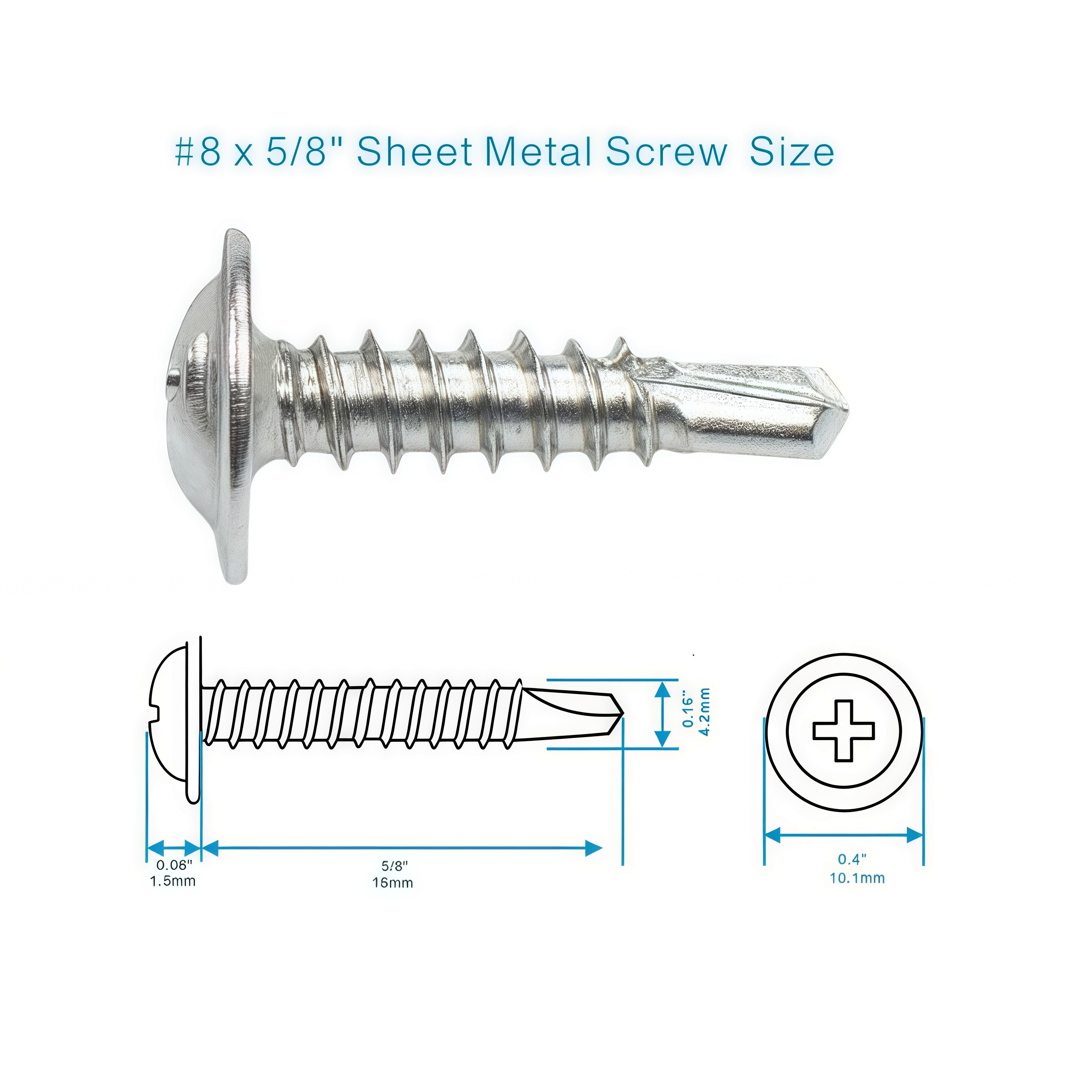 TEMU 100pcs 410 Stainless Steel Large Self-drilling Screws, Cross Large Drilling Inlaid Edge Screws, Kinds Of Lengths For Combination Sets, Suitable