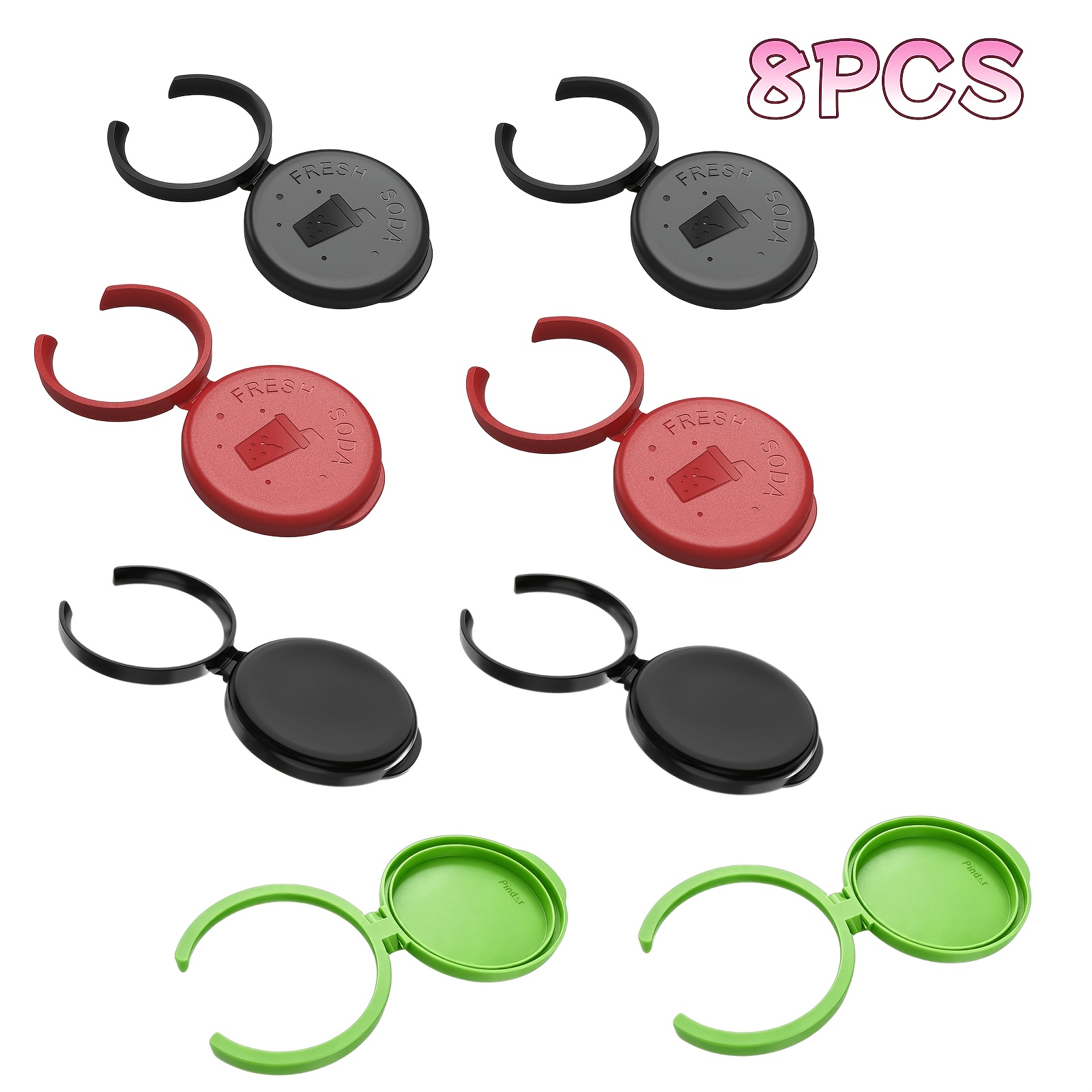 TEMU 8pcs Of A Canned Beverages, Which Clipped The Can Opening. It Safeguards Canned Drinks From Insect Infestation. During Outdoor Activities Like