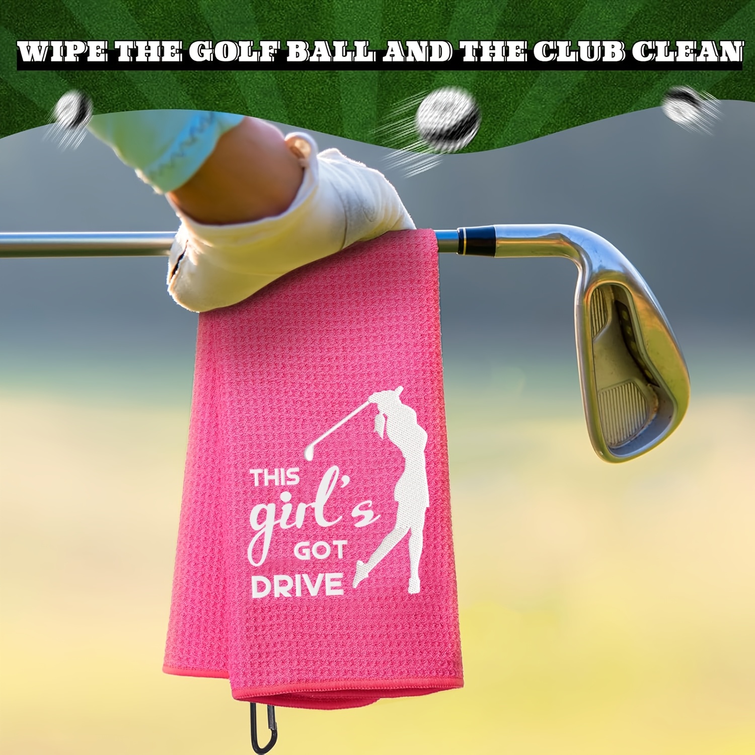 TEMU Premium Funny Golf Towels For Women, Polyester & Nylon Towels With Clip, Breathable & Water Absorbent, Machine Washable, Golf Additions For Bags