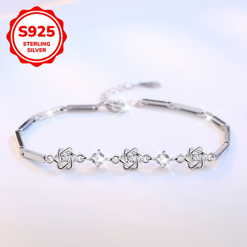 925 Sterling Silver Bracelet with Sparkling Cubic Zirconia