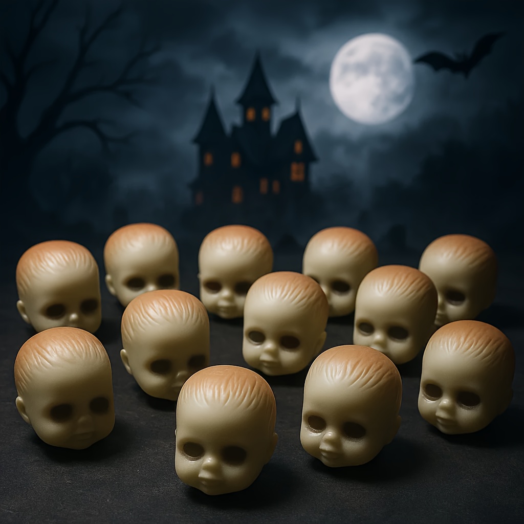 JIEFULL Mini Totenkopf Set – 10 Kunststoff-Schädel, 7x6x5 Cm, Realistisch – Perfekt Für Halloween Deko, Mottopartys, Karneval & Spoofs