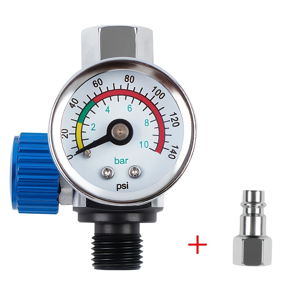 E-shop 2-teiliges Set Druckluftregler-Manometer-Set für Farbspritzpistole, Druckluftregler-Set mit Schnellkupplung & Manometer, einstellbares