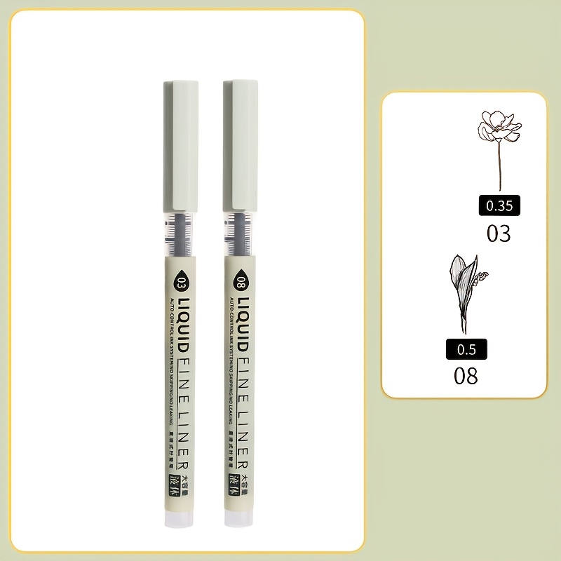 TEMU 2pcs Fineliner Art Drawing Pens - 8/3 Pen Set With Of Tips For Versatile Artistic - Perfect Fineliners For Detailed Sketching, Illustration, And