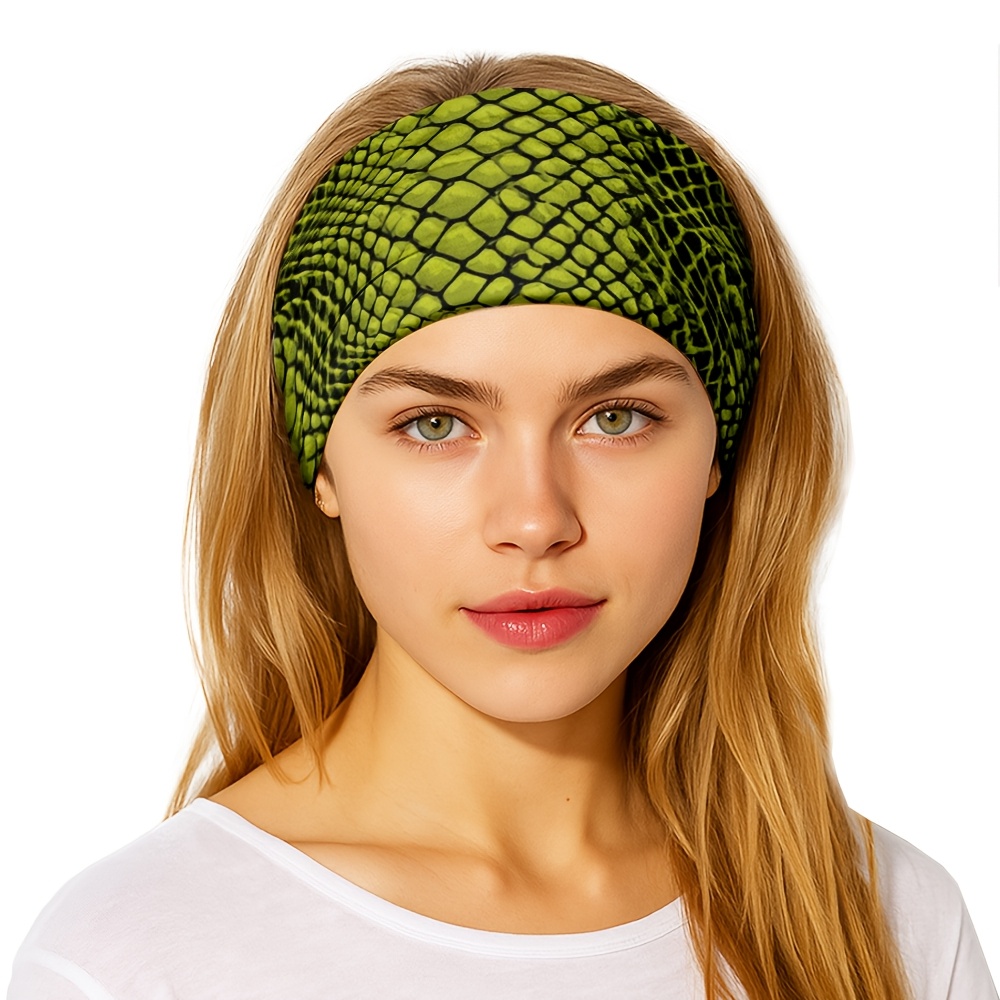 TEMU 1 Snakeskin Texture Print Hairband, Sweat-absorbent And Quick-drying, Breathable And Not Stuffy, Suitable For Daily Wear, Gym, Commuting, Yoga,