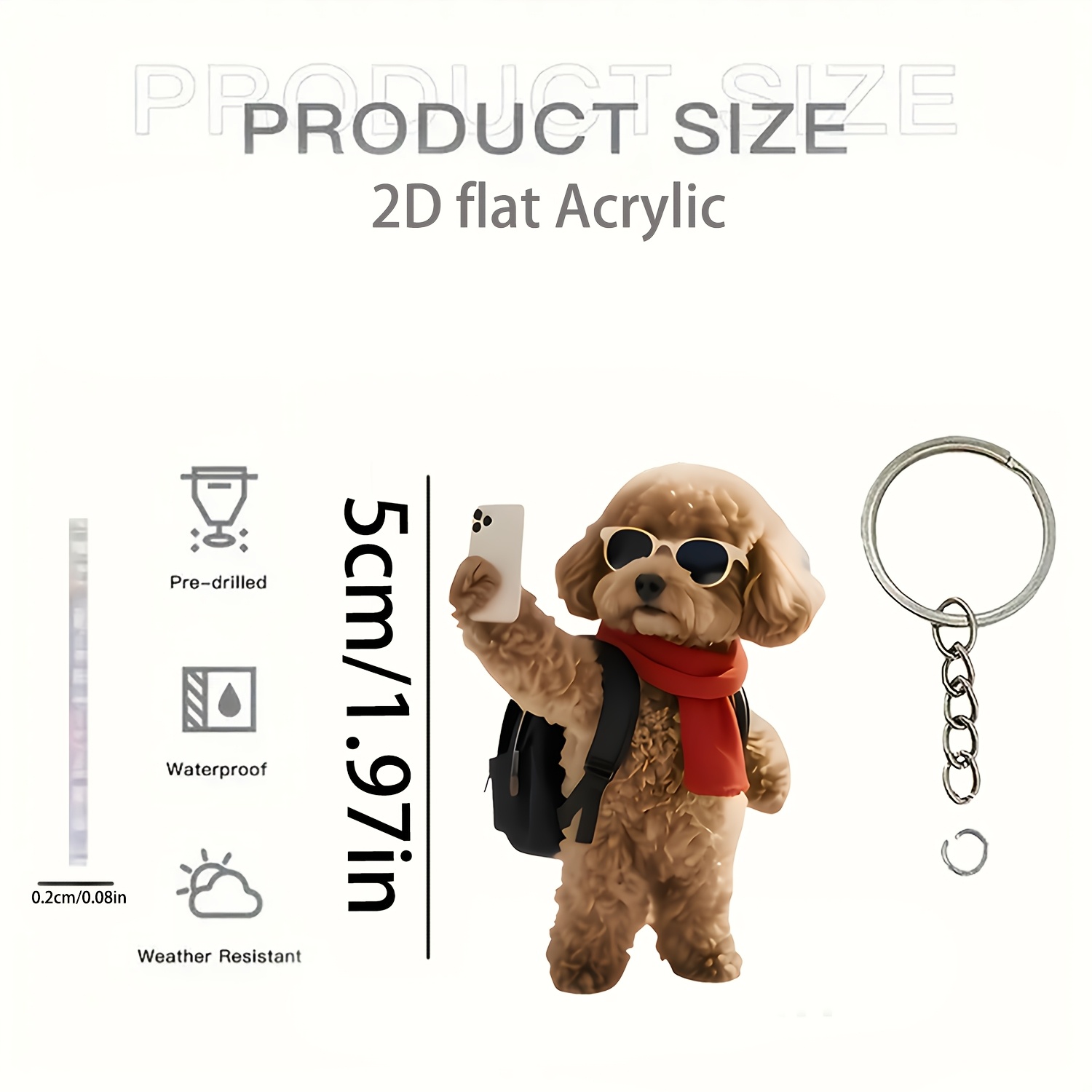 TEMU 2d Flat 1pc Exquisitely Designed (selfie Gray Dog) Acrylic Keychain, Key Chain, Very Suitable For Backpack Accessory Phone Pendant, Car And Home