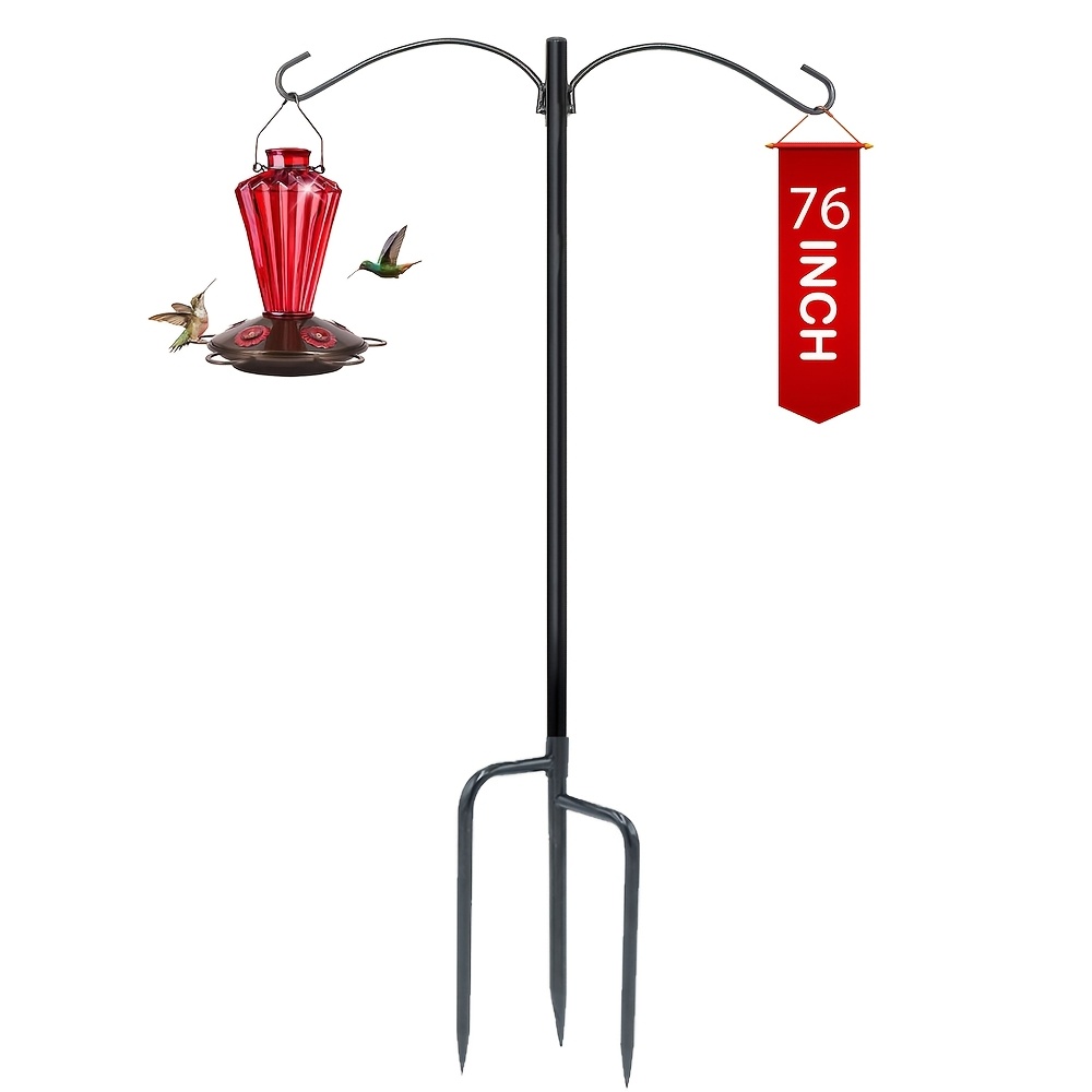 Adjustable 76 Inch Double Shepherds Hooks For Outdoor, 2 Sided Bird Feeder Pole For Hanging Plant Baskets, Solar Light Lanterns, Wind Chimes, Are Perfect For Lighter Items.