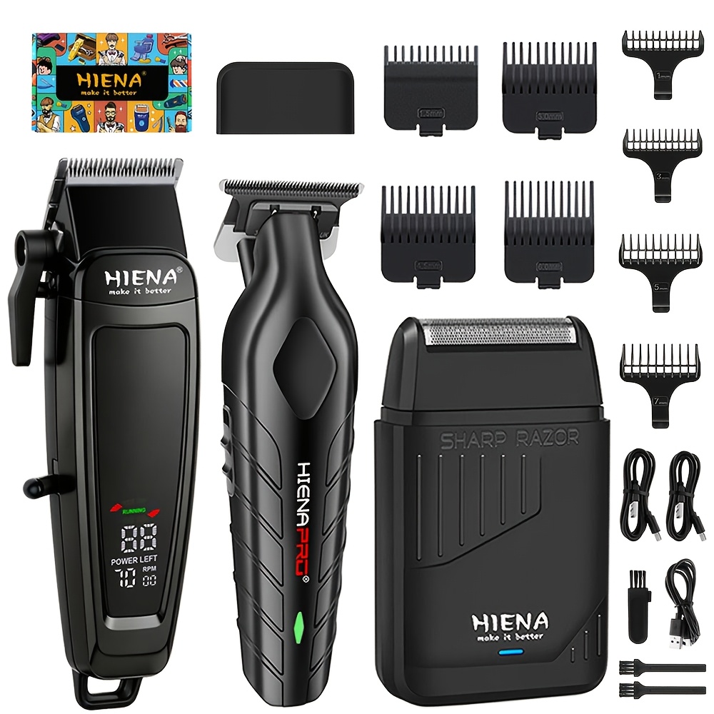 TEMU Professional Electric Digital Hair Clipper Set With Led Display, Digital Hair Trimmer For Men, Cordless Usb-rechargeable Hair Styling Clippers,