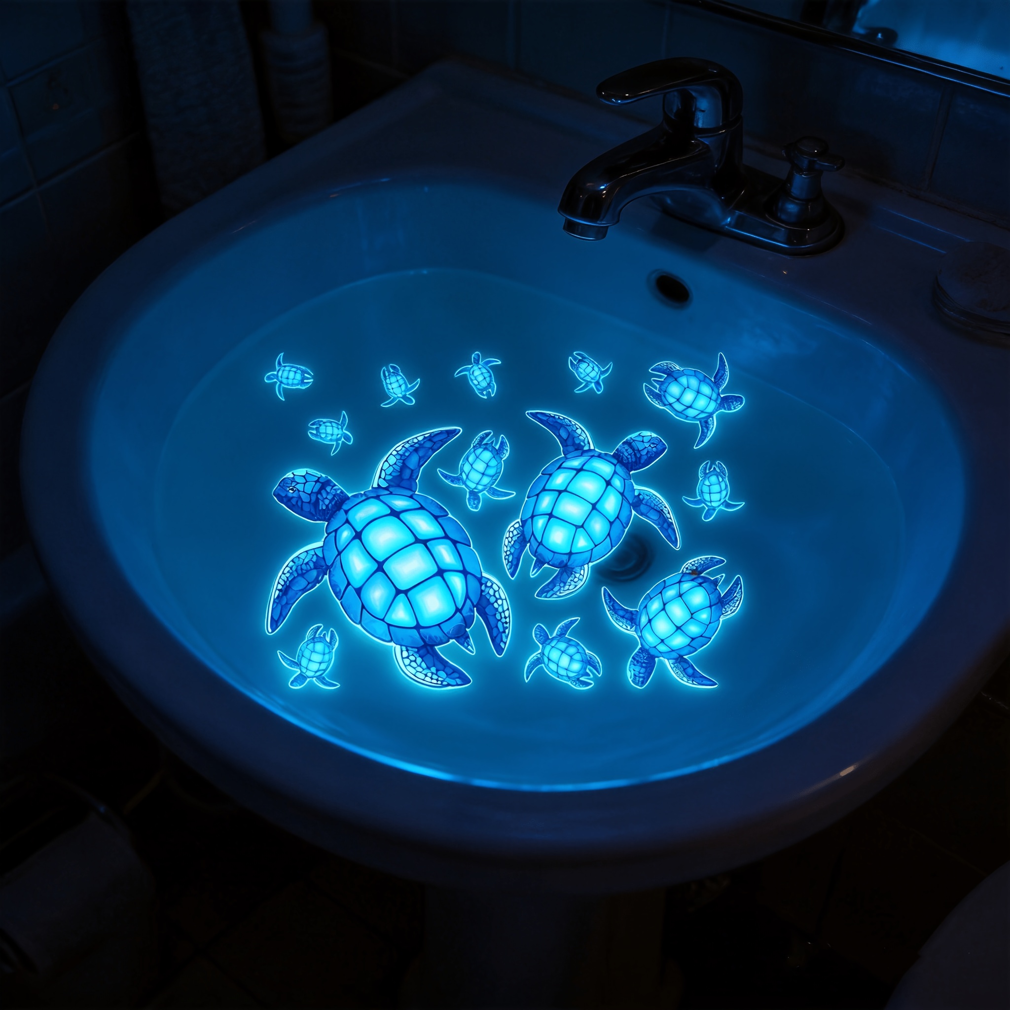 Image of Creative -the-dark Wall Stickers, Fluorescent Ocean-themed Sea Turtle Decals, Waterproof Self-adhesive Diy Home Decor, Switch Stickers, Aquarium Landscaping, Home And Bathroom Decoration
