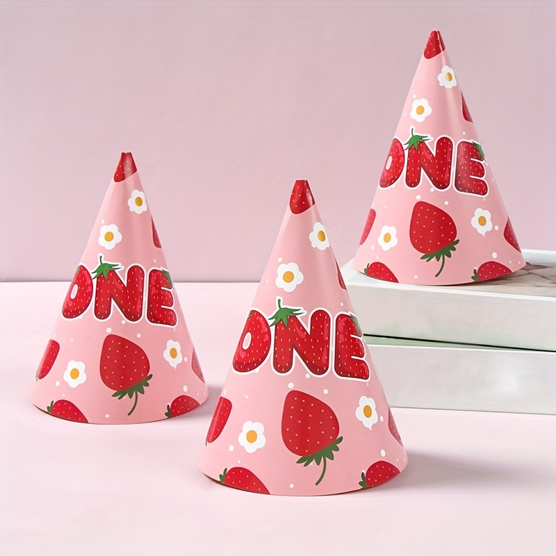 

6 Pcs Pink Party Paper Hats - Perfect For 1st Birthday Celebrations