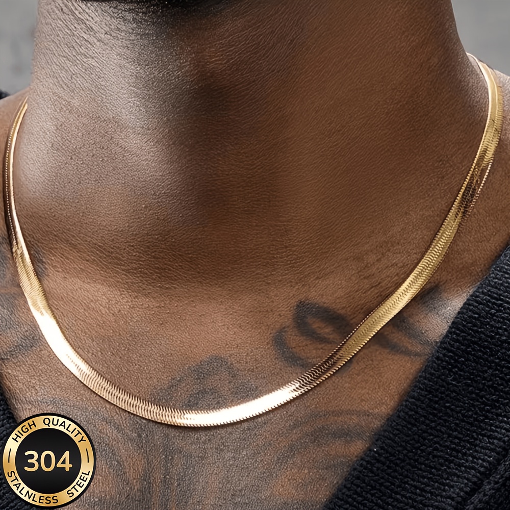 TEMU 18k Golden Plated Golden-plated 304 Stainless Steel Fashionable Minimalist Blade Necklace, Unisex, For Birthday Parties, Durable For Daily Wear,