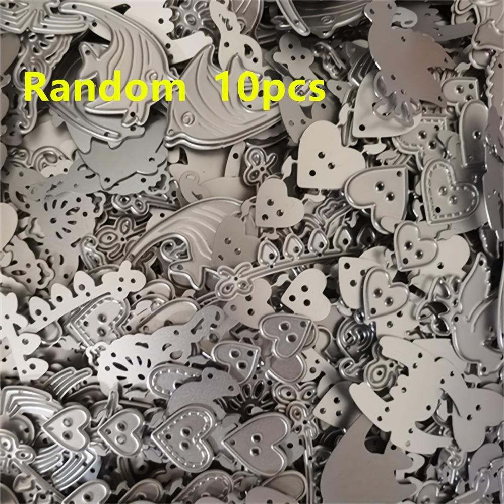 Random 10pcs Of Metal Knife Die Cutting And Card Making Diy Photo Album Envelope Greeting Card Craft Decorative Embossed Flowers