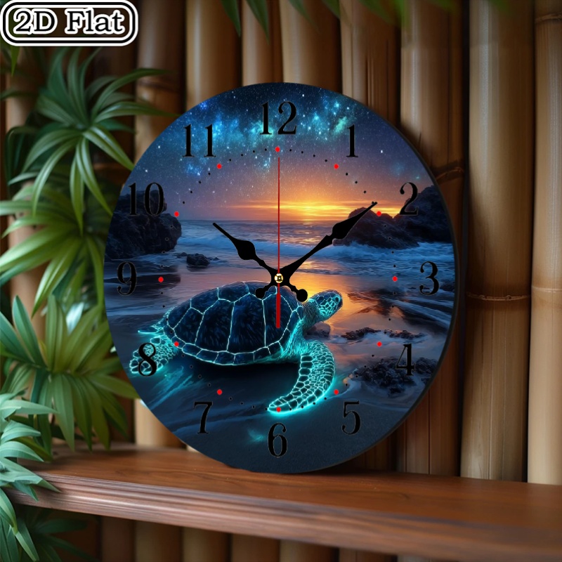 2d Flat 10inch Luminous Sea Turtle Wall Quartz Movement Livingroom Apartment Dormitory Bathroom Decor Men Thanksgiving Day Gifts Aa Battery (not Included), Nursery Decoration
