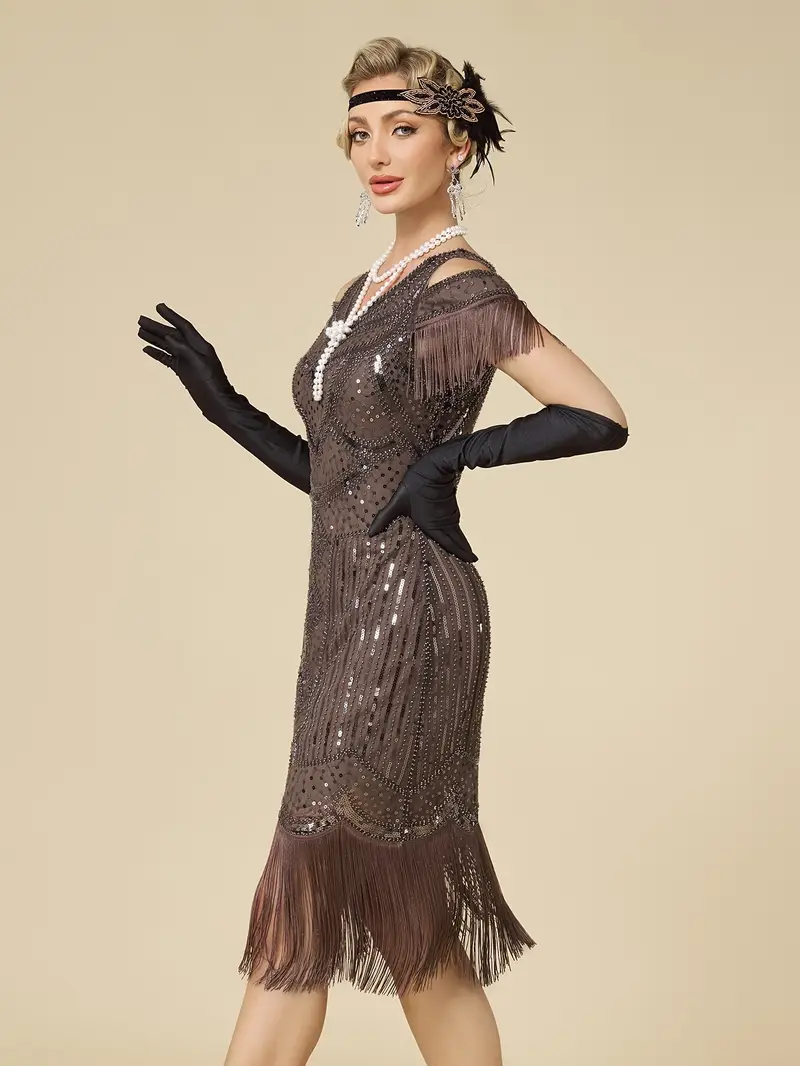 1920s vintage sequin skirt flapper short sleeve dress - Temu Czech Republic 1920s vintage sequin skirt flapper short sleeve dress - Temu Czech Republic