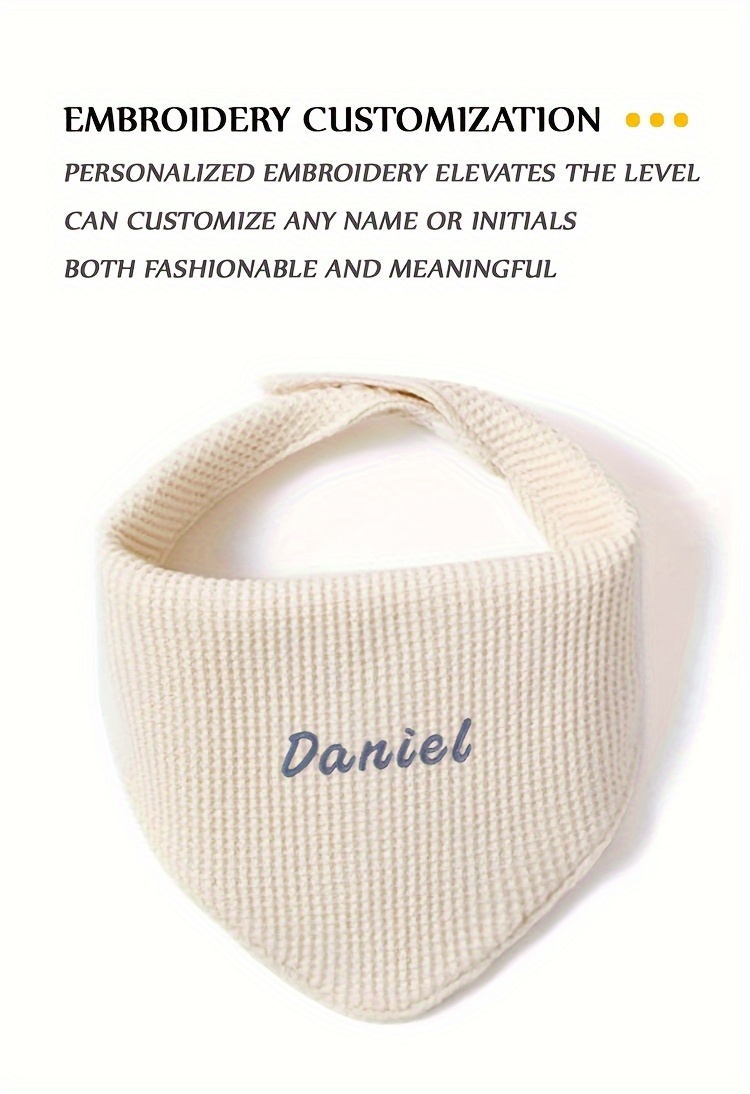 3pcs soft absorbent   bibs adjustable snap breathable cotton personalized name option     holiday gifts details 4