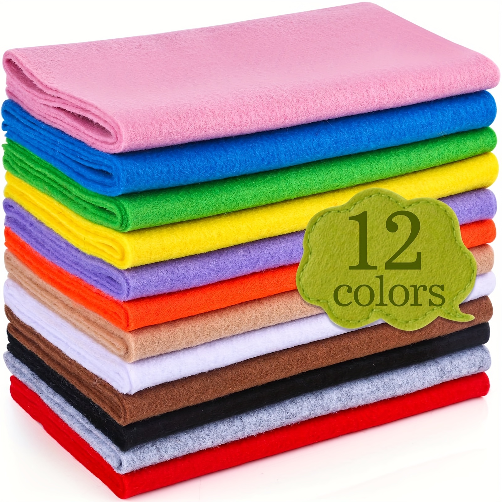 

12 Rolls 8"x35"(20x90cm) 2mm Thick Fabric Sheet 12 Assorted Colors Felt Pack For Diy Craft Sewing Squares Nonwoven Patchwork