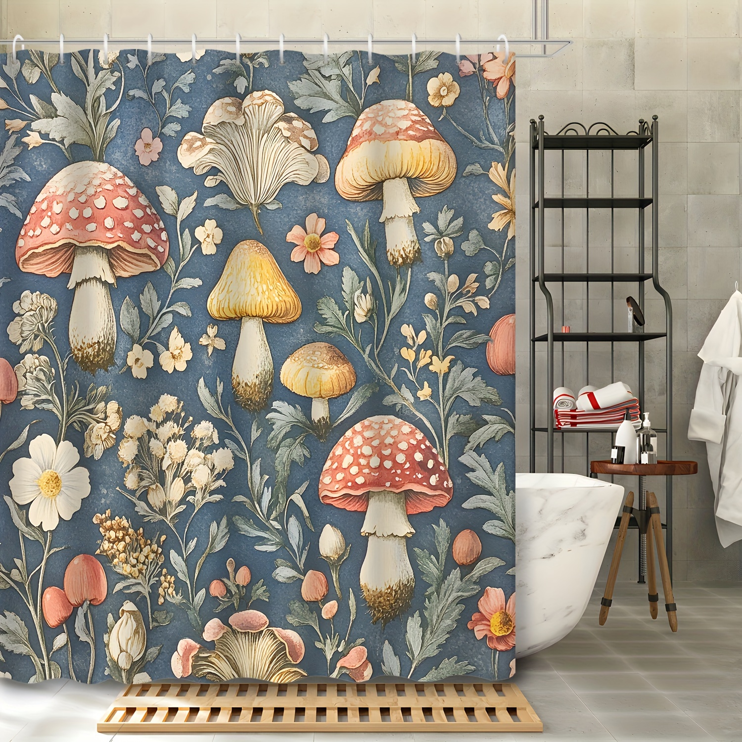 

1pc Broken Shower Curtain, Bathroom Decoration, Including Shower Curtain And 12 , Bathroom Accessories