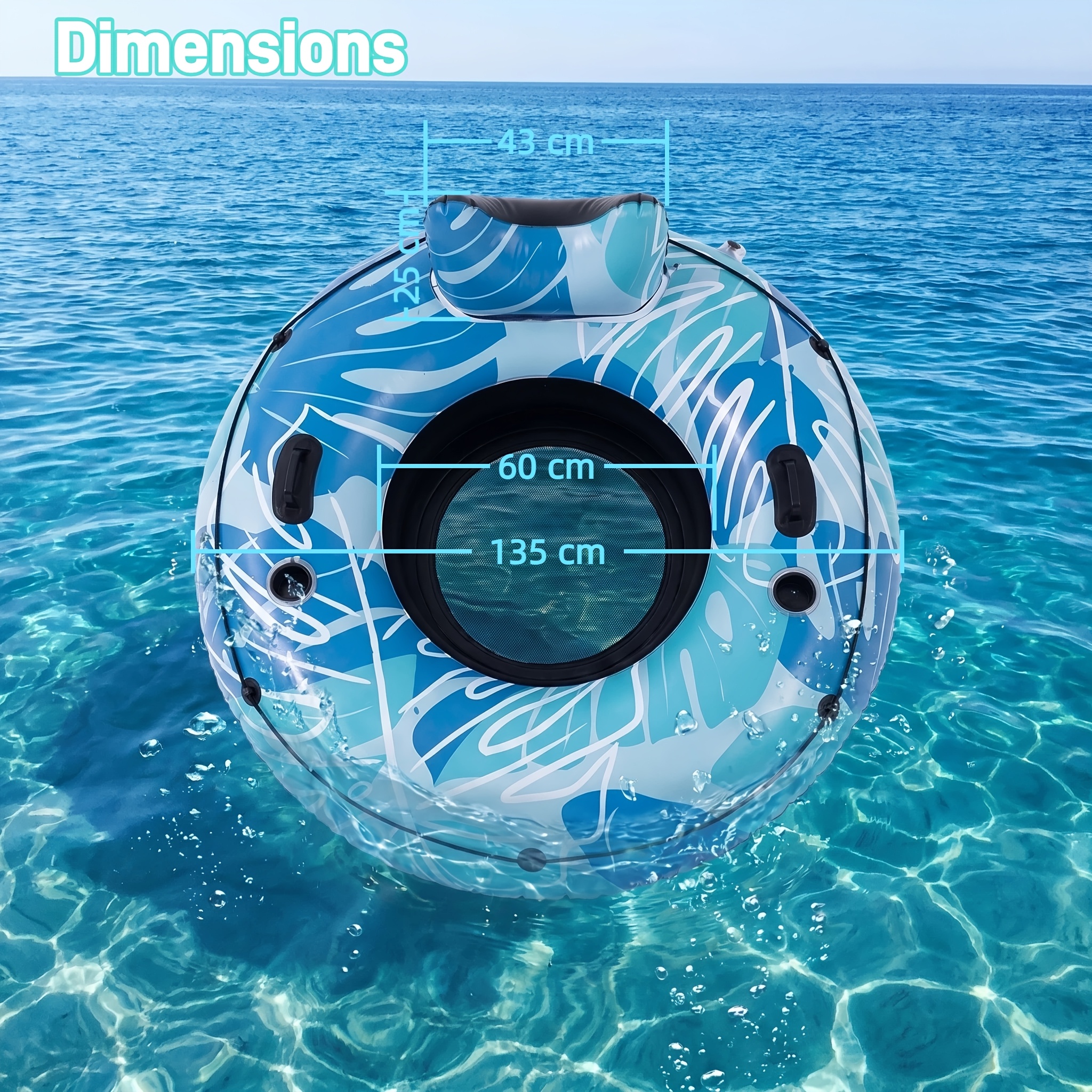 Image of Inflatable River Tube With Cooler, Handles & , Inflatable Floating Tube With 2 Cup Holders And Backrest For Lake, River, 1 Person People, River Floats, River Run Tube Tubes, Swimming Party